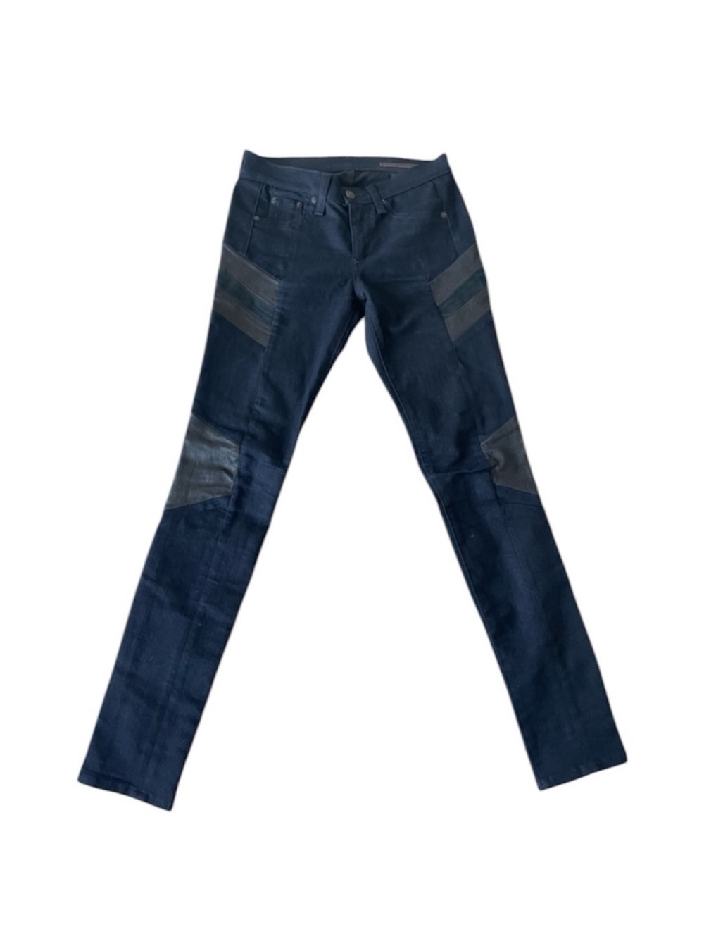 RAG & BONE Halifax Leather-Panel Motocross Jeans, Midnight